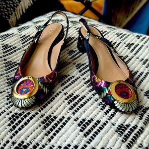 Tory Burch Women's Caterina Brocade Slingback Pumps - Size:7.5